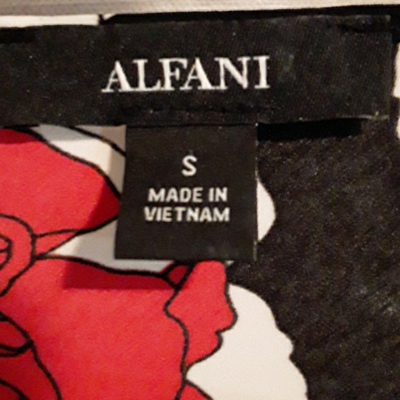 Alfani black, red and white silky top - Picture 5 of 7
